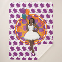 黒い女性のカラフル風船フラワーパターンホワイト