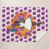 黒い女性のカラフル風船フラワーパターンホワイト シェルパブランケット (正面(横))