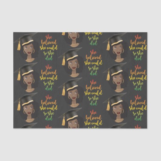 黒い女性の卒業帽信じをかぶって 薄葉紙 (正面)