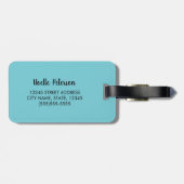 黒い女性の友人，バブルガム，自然の髪，青 ラゲッジタグ (裏面横)