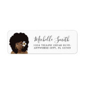 黒い女性の花を彼女のアフロナチュラルヘア ラベル (正面)