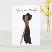 黒い女性の誕生日カード カード (黄色い花)