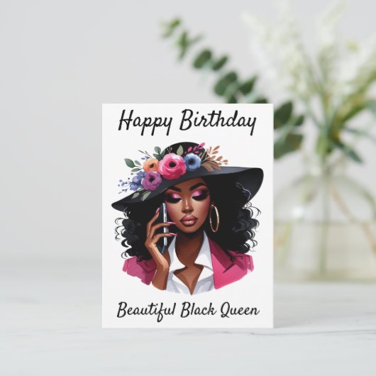 黒い女性の誕生日カード シーズンポストカード (スタンド正面)