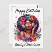 黒い女性の誕生日カード ポストカード (正面/裏面)