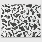 黒い女性の靴をパターン化 ラッピングペーパー (フラット)