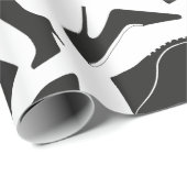 黒い女性の靴をパターン化 ラッピングペーパー (ロールコーナー)