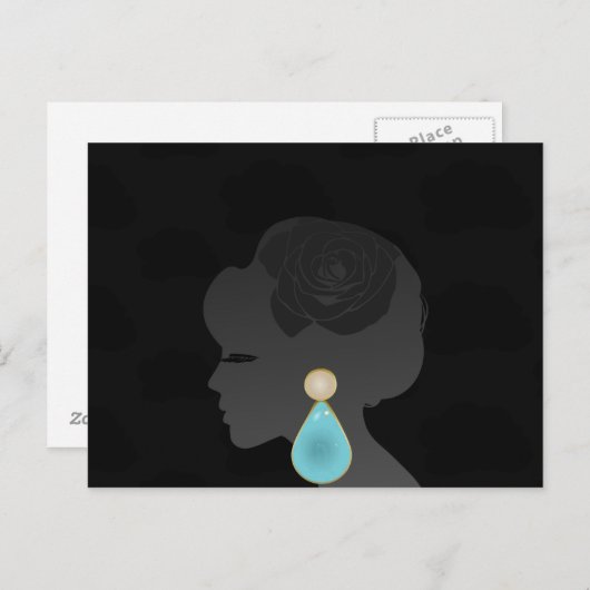 黒い女性シルエットダークグラマー ポストカード (正面/裏面)