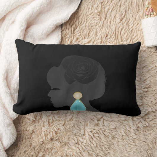 黒い女性シルエットダークグラマー ランバークッション (ブランケット)