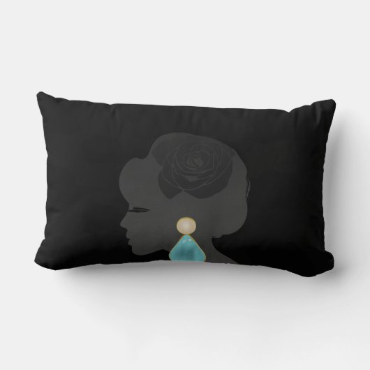 黒い女性シルエットダークグラマー ランバークッション (裏面)