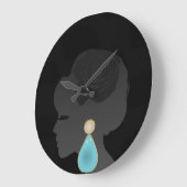 黒い女性シルエットダークグラマー ラージ壁時計 (傾斜)