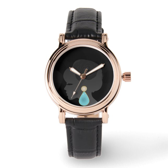 黒い女性シルエットダークグラマー 腕時計 (正面)