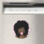 黒い女性ピンクのバブルガム、ピンク マグネット (インサイチュ (食洗機))