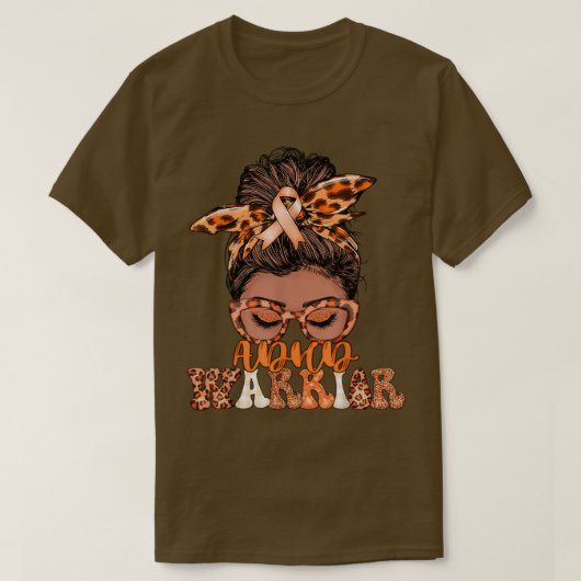 黒い女性乱雑Bun ADHD戦士ギフト Tシャツ (デザイン正面)