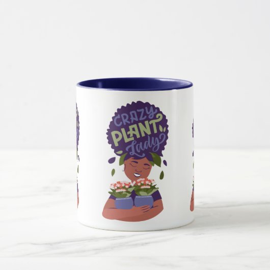 黒い女性熱狂する植物の女性、抱きしめている植物 マグカップ (中央)