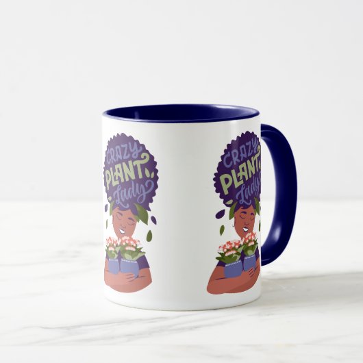 黒い女性熱狂する植物の女性、抱きしめている植物 マグカップ (正面右)