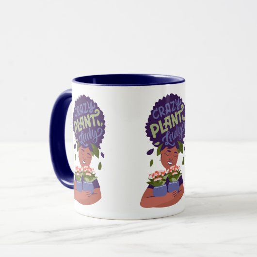 黒い女性熱狂する植物の女性、抱きしめている植物 マグカップ (正面左)