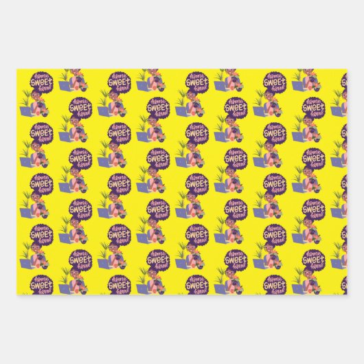 黒い女性熱狂する植物レディ、ホームスイートホーム ラッピングペーパーシート (正面3)