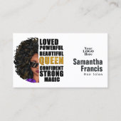 黒い女性髪のサロンロゴ 名刺 (正面)