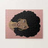 黒い女性、イライラした表情、自然な髪 ジグソーパズル (横)