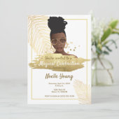 黒い女性/サングラス,トロピカル ゴールデン バースデー 招待状 (スタンド正面)