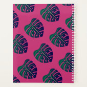 黒い女性、ポップ気泡ガムの葉のパターンピンク プランナー手帳 (裏面)