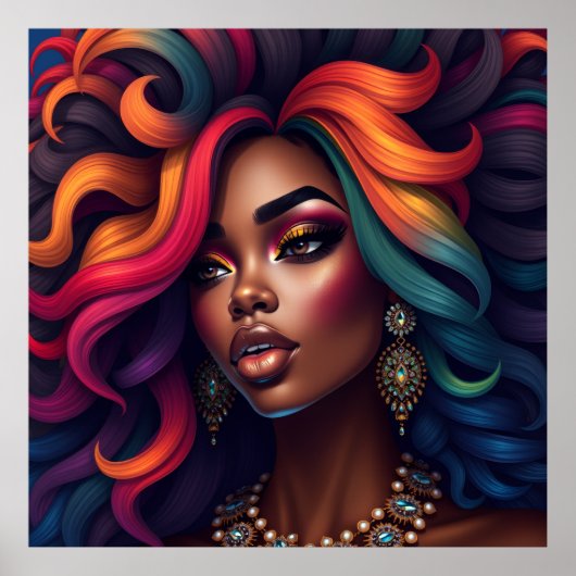 黒い女性 メラニンのシスタ ブラウンスキンの女の子 シスタ ポスター (正面)