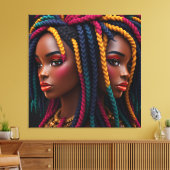 黒い女性 メラニンのシスタ ブラウン スキンの女の子 シスタ キャンバスプリント (インサイチュ (リビング))