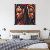 黒い女性 メラニンのシスタ ブラウン スキンの女の子 シスタ キャンバスプリント (インサイチュ (寝室))