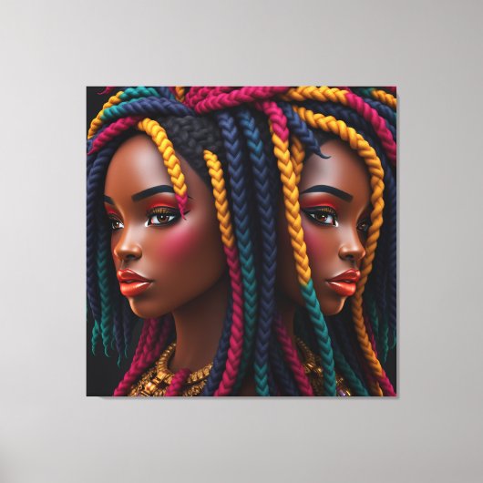 黒い女性 メラニンのシスタ ブラウン スキンの女の子 シスタ キャンバスプリント (正面)