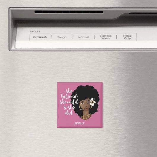 黒い女性、彼女信じは、花、ピンク マグネット (インサイチュ (食洗機))