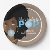 黒い女性，準備ポップ・アートのができて，バブルガム，青 ペーパープレート (正面)