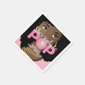 黒い女性，準備ポップ・アートの，バブルガム，ピンク スタンダードカクテルナプキン (角)