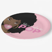 黒い女性,準備ポップ・アートの,バブルガム,ピンク ペーパープレート (アングル)