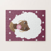 黒い女性(白アフロバブルガム、星の紫) ジグソーパズル (横)