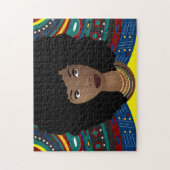 黒い女性、自然な髪、部族の背景 ジグソーパズル (縦)