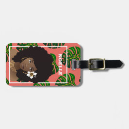 黒い女性(花、熱帯の緑葉の) ラゲッジタグ