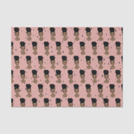 黒い女性，金ゴールドの色合い，黒いドット，赤面ピンク 薄葉紙