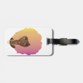 黒い女性、黄カラフル色、オレンジ色、ピンク色の髪 ラゲッジタグ (裏面横)