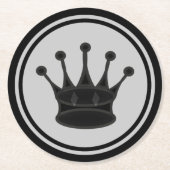 黒い女王のチェス ラウンドペーパーコースター (正面)