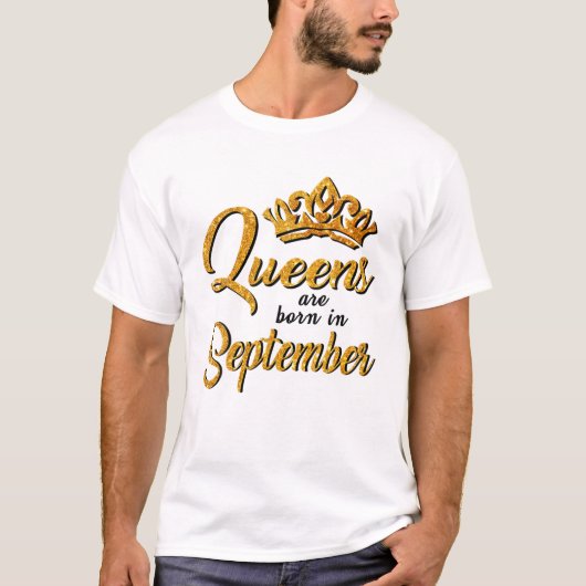 黒い女王生まれは9月の女性に誕生日 Tシャツ (正面)