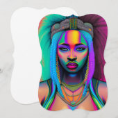 黒い女王 メラニン シスタ アフリカ系アメリカ人女性 招待状 (正面/裏面)