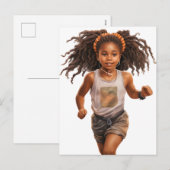 黒い女走の子の魔法メラニン茶色の肌の女の子 シーズンポストカード (正面/裏面)