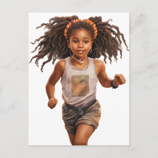 黒い女走の子の魔法メラニン茶色の肌の女の子 シーズンポストカード (正面)