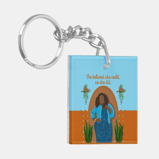 黒い女、彼女は信じできるよ、彼女は行った キーホルダー (正面左)