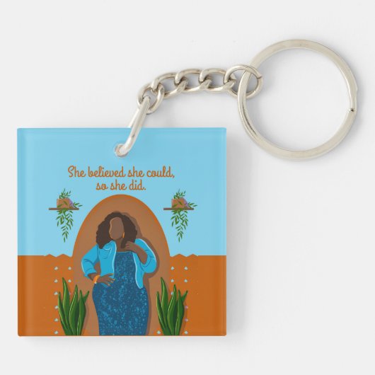 黒い女、彼女は信じできるよ、彼女は行った キーホルダー (裏面)