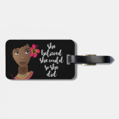 黒い女、彼女信じは出来るようになった ラゲッジタグ (裏面横)