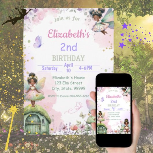 黒い妖精の誕生日招待状（女の子用） 招待状