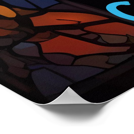 黒い威厳のあるヒョウのステンドグラスのモザイクアート ポスター (角)