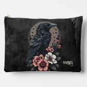 黒い威厳のある烏 アクセサリーポーチ (正面)