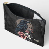 黒い威厳のある烏 アクセサリーポーチ (見開き)